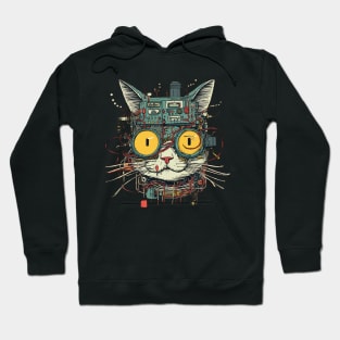 Futuristic Cyber Cat  Funny Kitty Hoodie